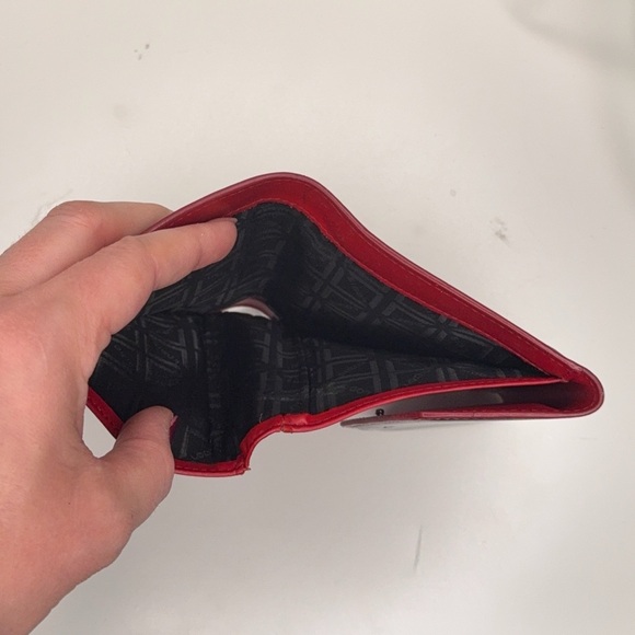 Lodis Genuine Leather Compact Trifold Wallet Black Red Designer Card Coin Purse - Picture 6 of 9